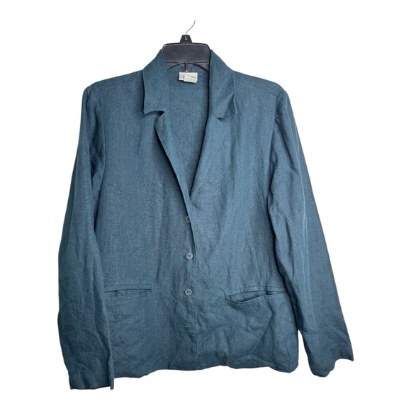 Eileen Fisher Blue Linen Jacket - Picture 1 of 6